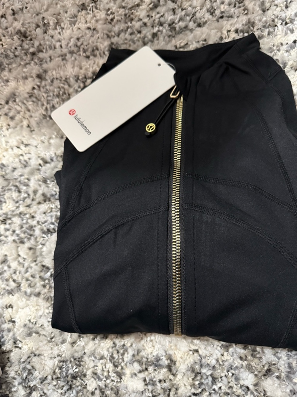 lululemon athletica Black Bomber Jacket with Gold Zipper